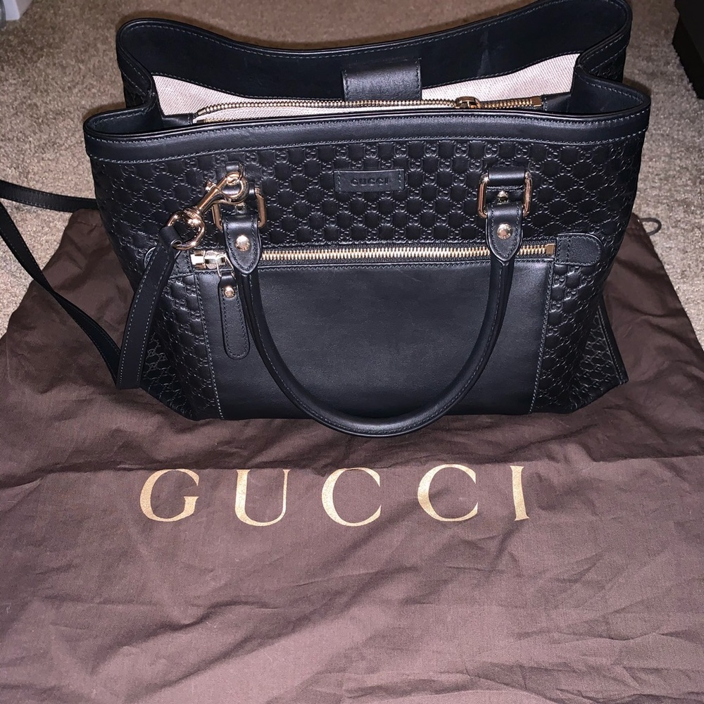 Gucci black micro guccisima large tote
